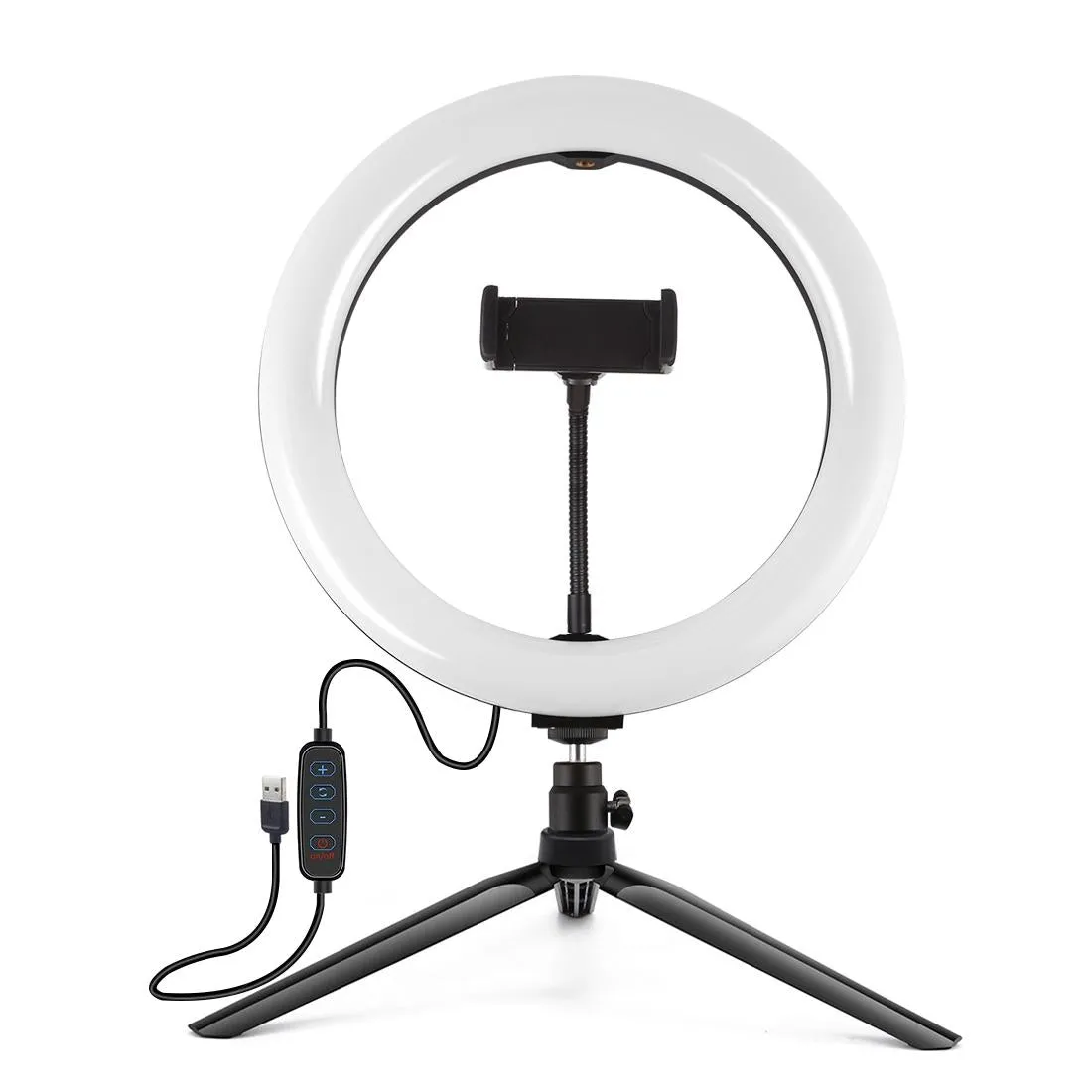 10.2" Selfie Beauty Light with Tripod Mount & USB 3 Modes Dimmable LED Ring for Vlogging & Photography | Cold Shoe Ball Head & Phone Clamp | Pink