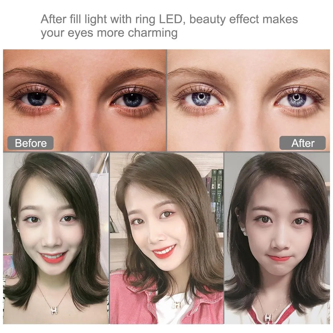 10.2" Selfie Beauty Light with Tripod Mount & USB 3 Modes Dimmable LED Ring for Vlogging & Photography | Cold Shoe Ball Head & Phone Clamp | Pink