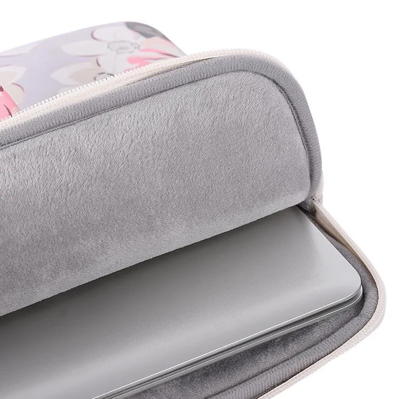 13 Inch Laptop Case Bag | With White Rose Pattern & Handle | Grey