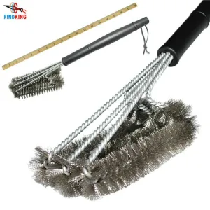 18" Rugged Grill Cleaning Brush BBQ tool Grill Brush 3 Stainless Steel Brushes In 1 Provides Effortless Cleanin BBQ Accessories