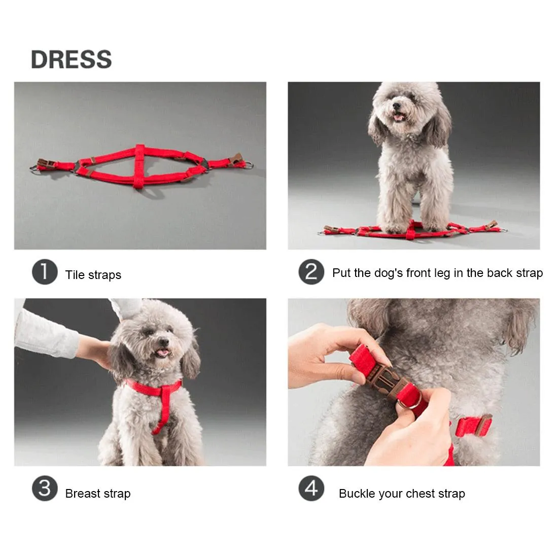 3 Piece Pet Set Collar Harness & Leash M 15Kg Max 33 52Cm Neck 43 67Cm Chest