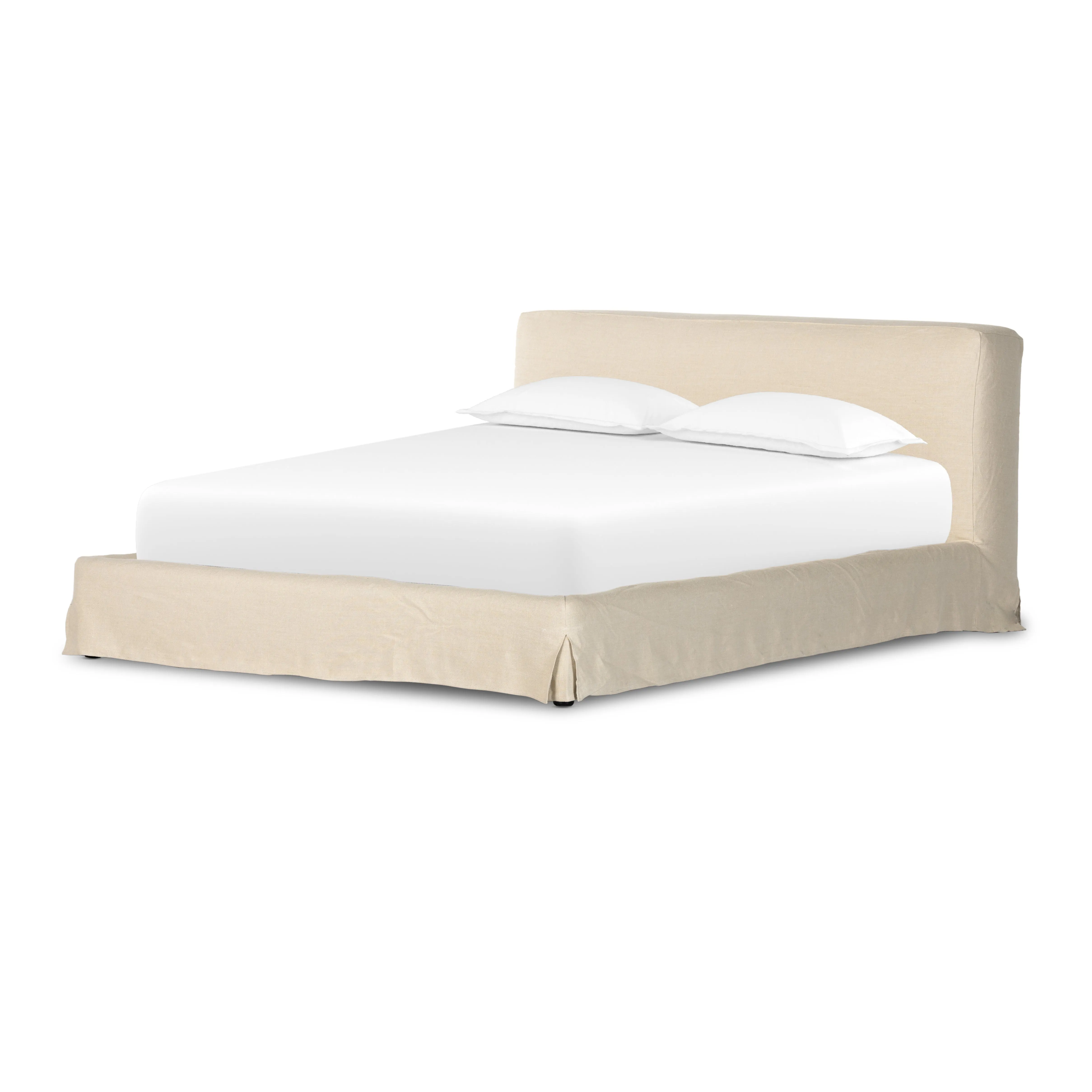 Aidan Slipcovered King Bed, Brussels Natural