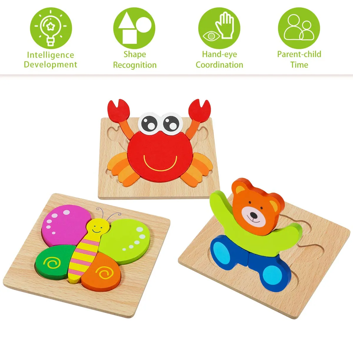 Animal Adventure Puzzles: Engaging 6-Pack Wooden Puzzles for Toddlers’ Learning Fun