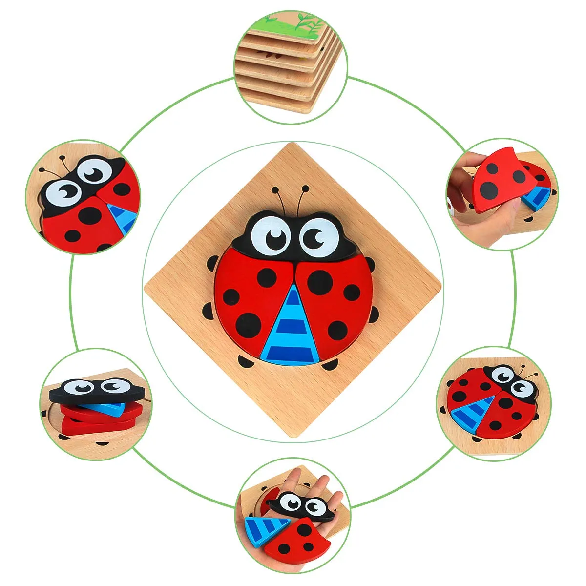 Animal Adventure Puzzles: Engaging 6-Pack Wooden Puzzles for Toddlers’ Learning Fun