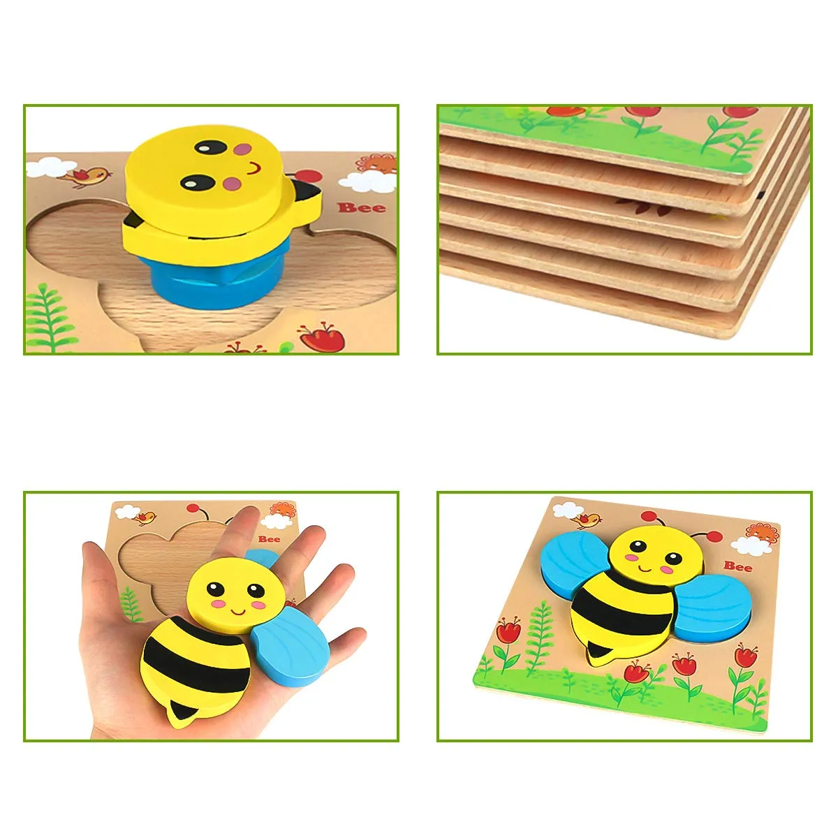 Animal Adventure Puzzles: Engaging 6-Pack Wooden Puzzles for Toddlers’ Learning Fun