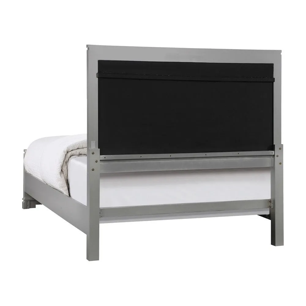 Axl Queen Size Bed, Tufted Headboard, Mirror Trim, Silver Velvet Upholstery By Casagear Home