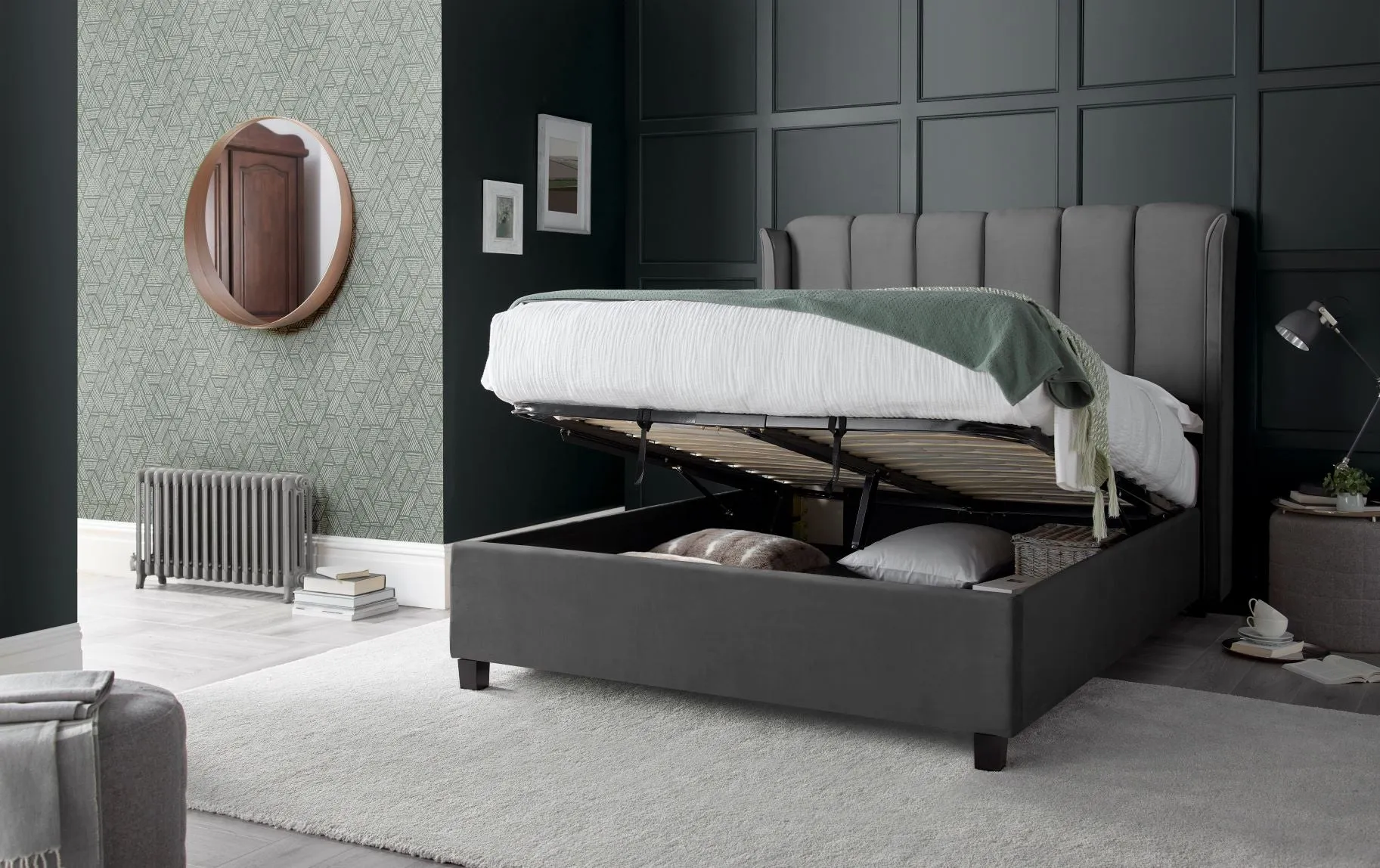 Bedmaster Aurora Velvet Ottoman Storage Bed