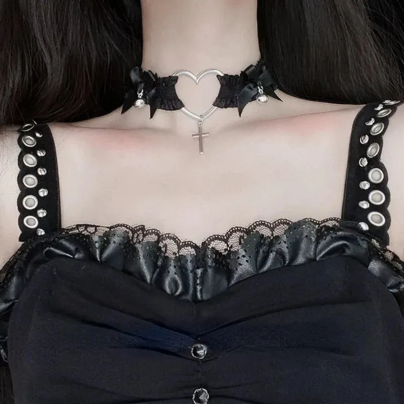 Black Lolita Heart Lace Leg Garter