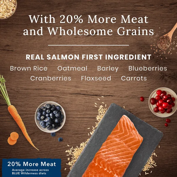 BLUE Wilderness Salmon Recipe with Grains Dry Dog Food, 24lb