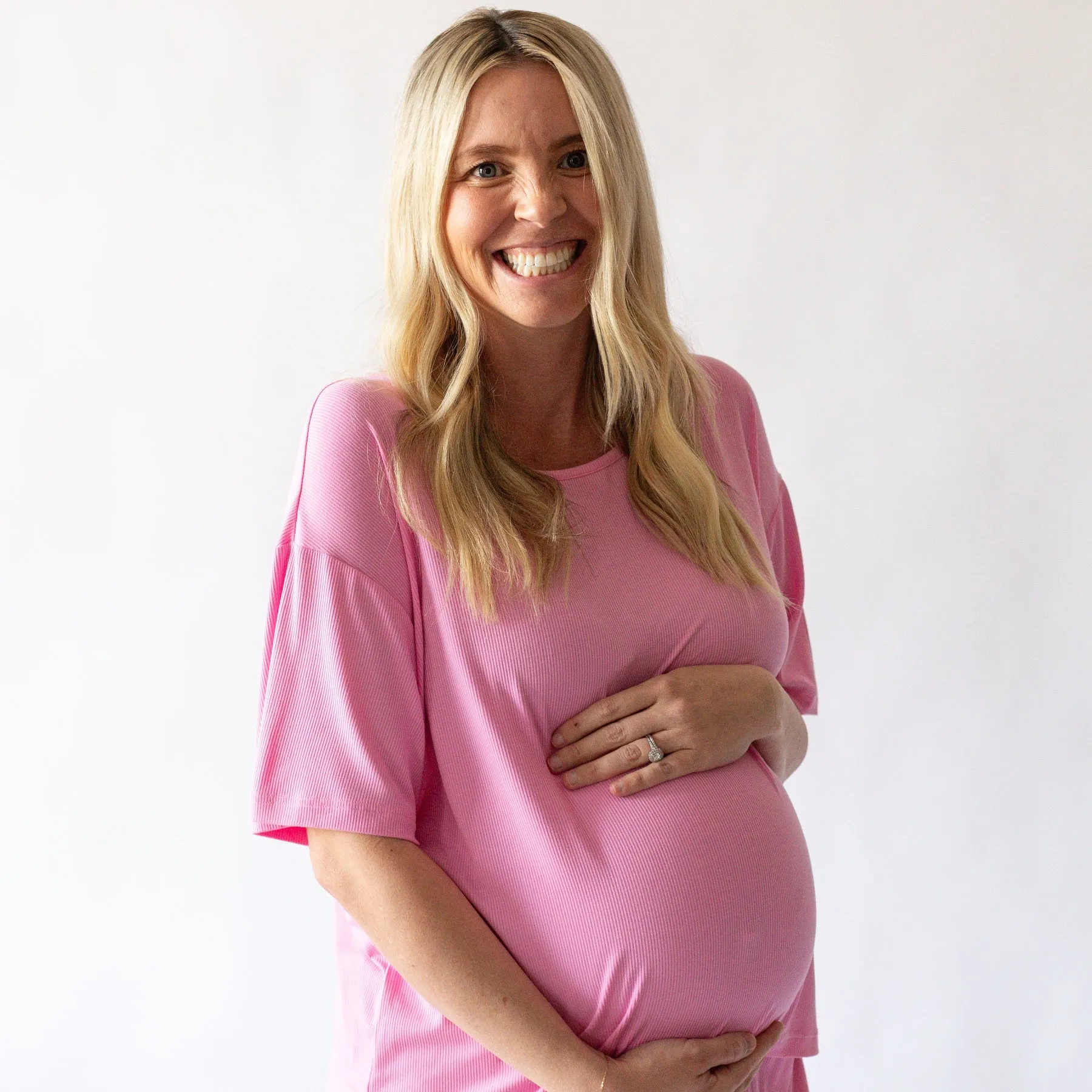 Bubblegum Pink Small Ribbed Women's Shorts Set