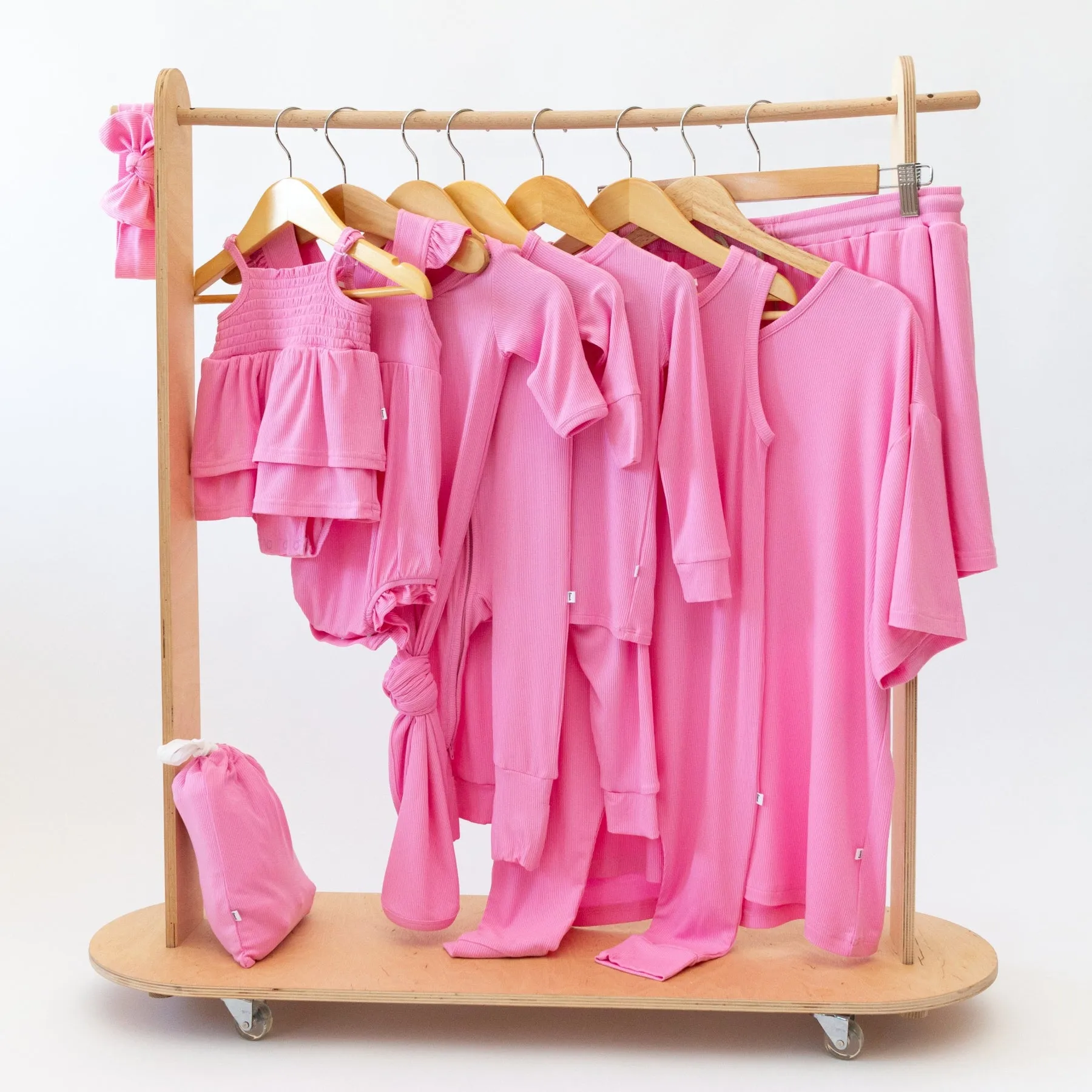 Bubblegum Pink Small Ribbed Women's Shorts Set
