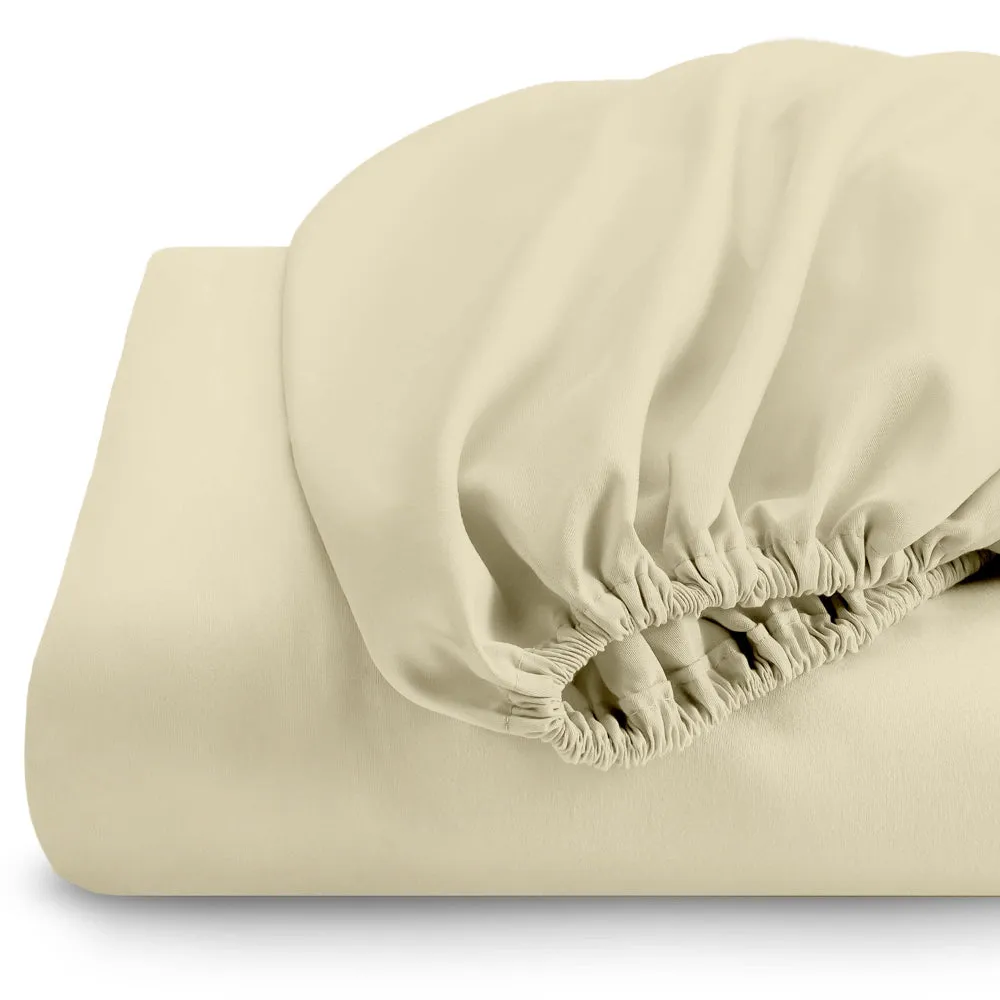 Cotton Home 1pc Fitted Sheet Super Soft Beige