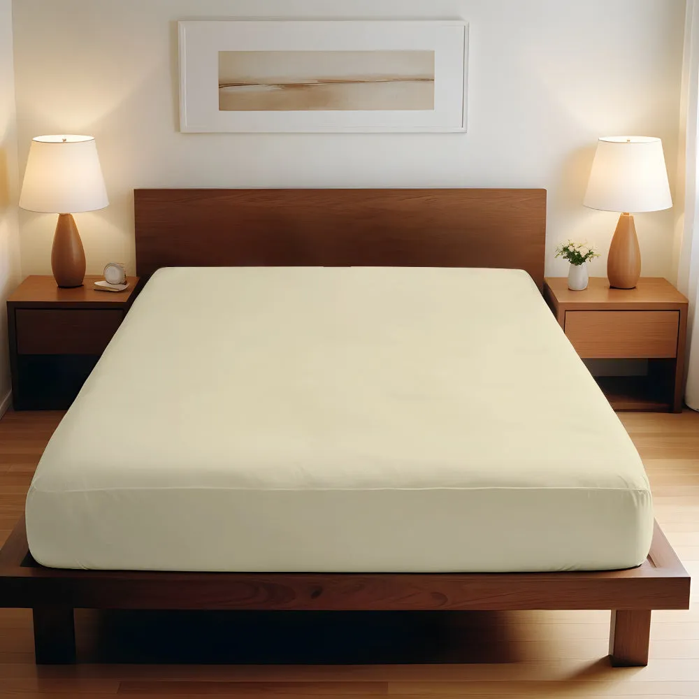 Cotton Home 1pc Fitted Sheet Super Soft Beige