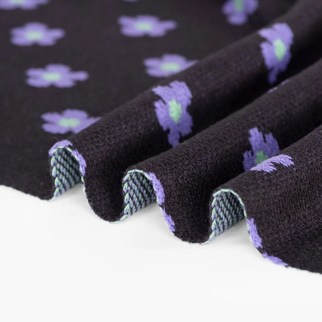Daisy Jacquard Sweater Knit - Black/Purple