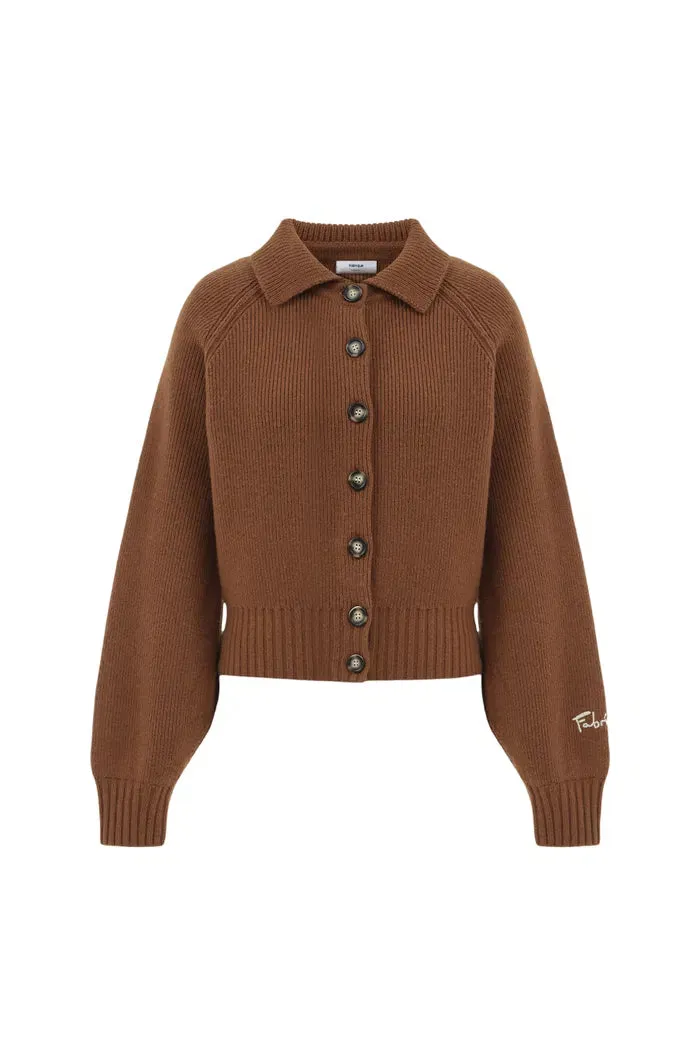 Demi Collared Cardigan in Merino Wool-Cashmere