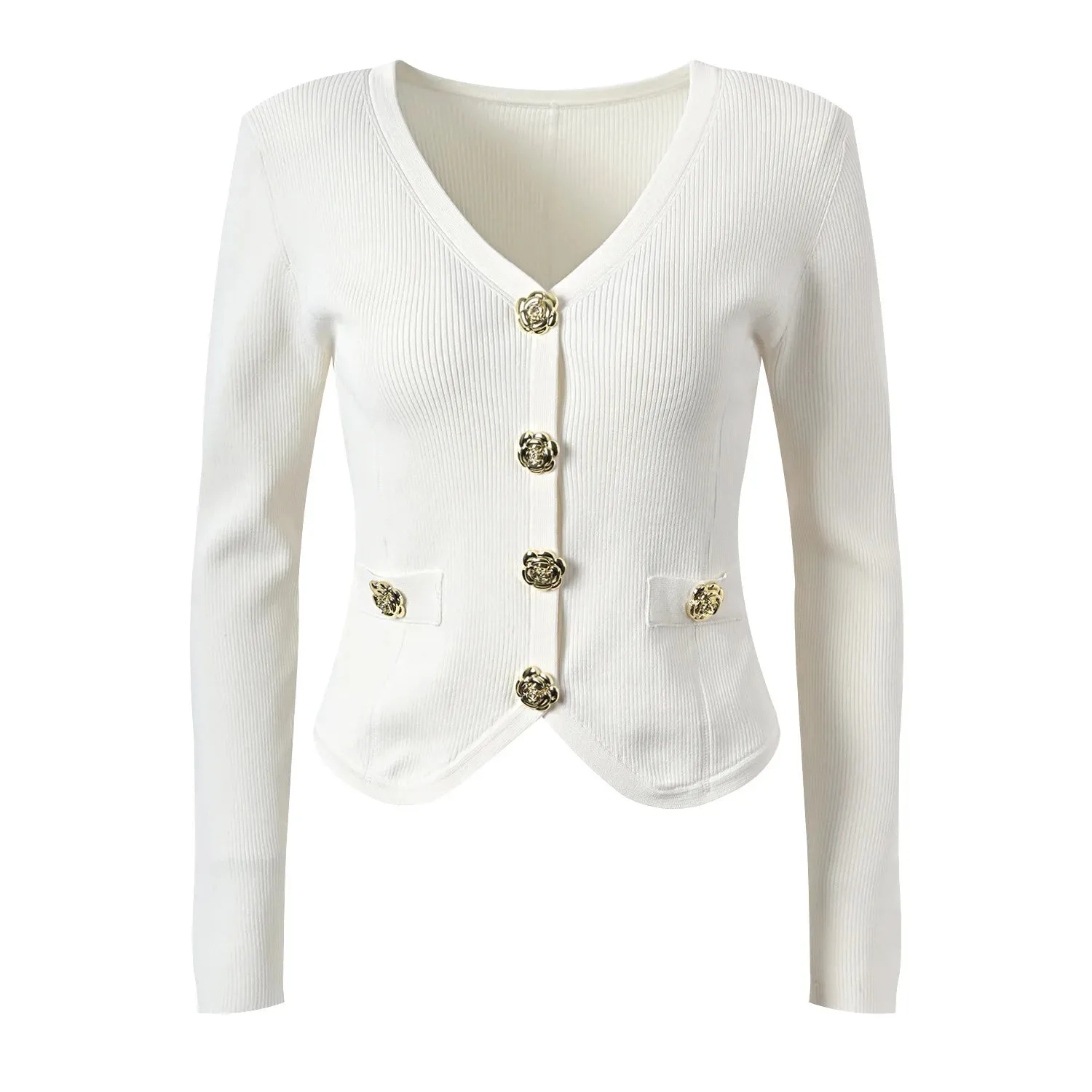 Designed Buttons Single-breasted Cardigan