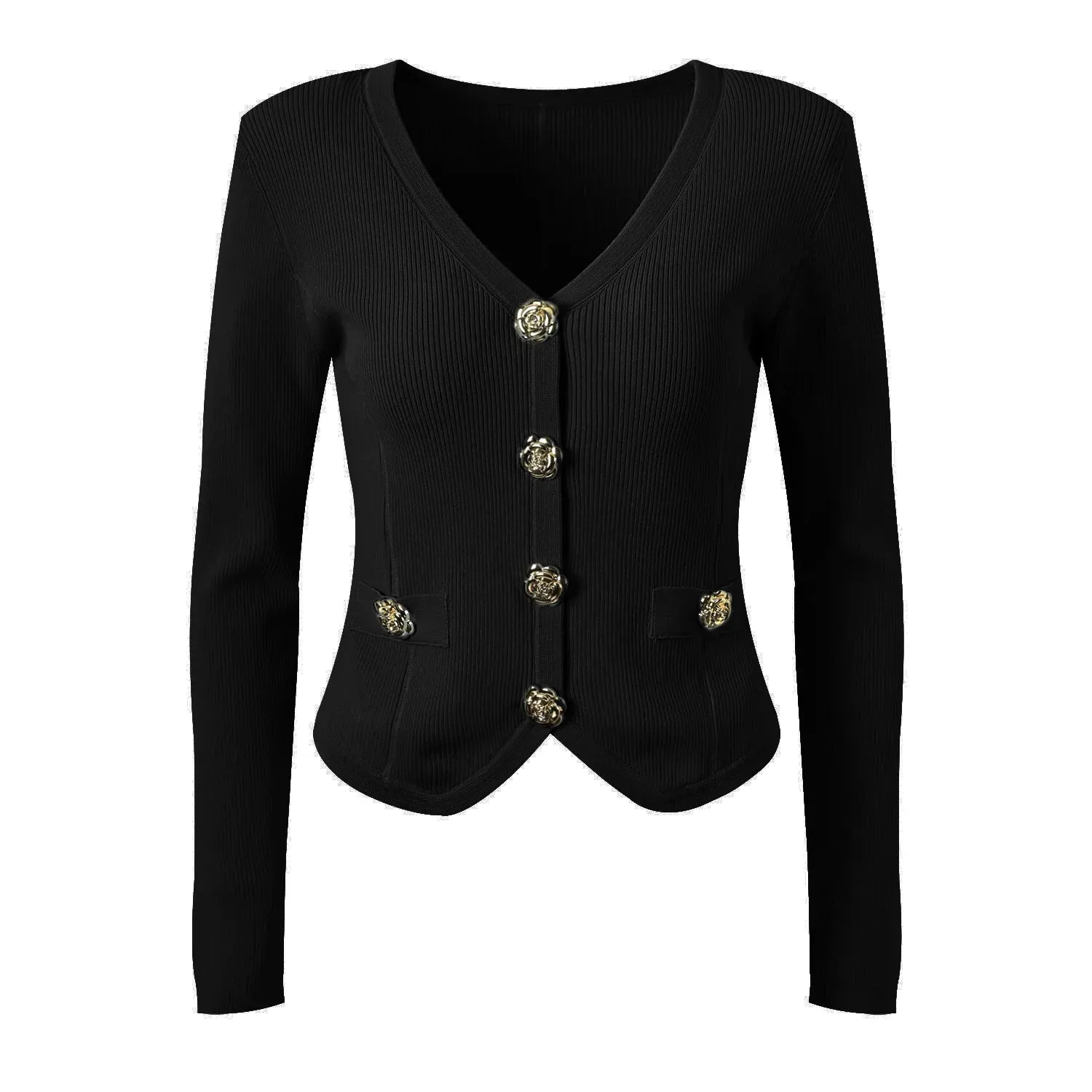 Designed Buttons Single-breasted Cardigan