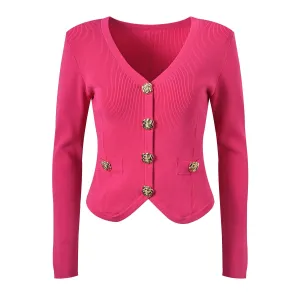 Designed Buttons Single-breasted Cardigan