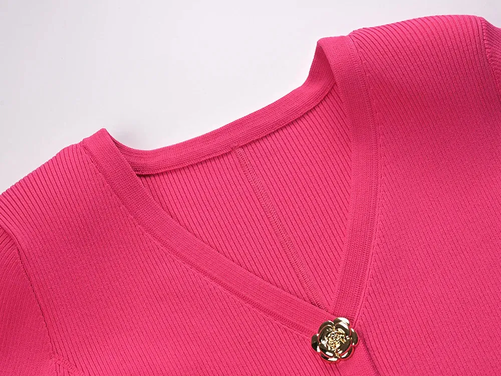 Designed Buttons Single-breasted Cardigan