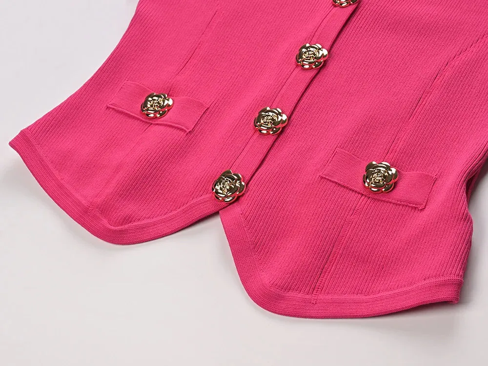 Designed Buttons Single-breasted Cardigan