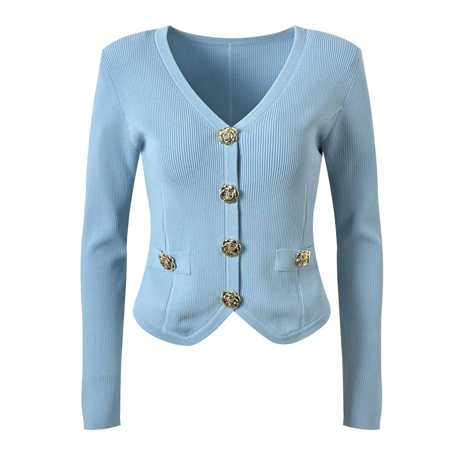 Designed Buttons Single-breasted Cardigan