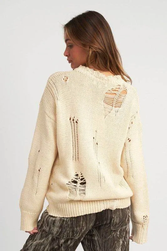 Distressed Oversized Sweater