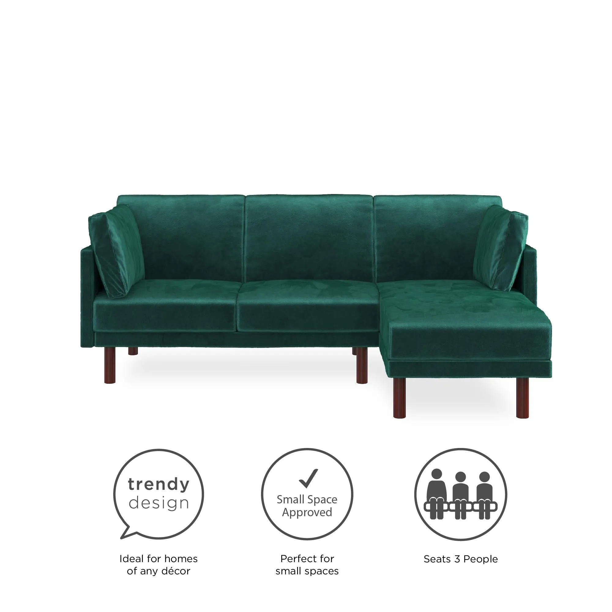 Dorel Home Clair Sprung Seat Sectional Sofa Bed
