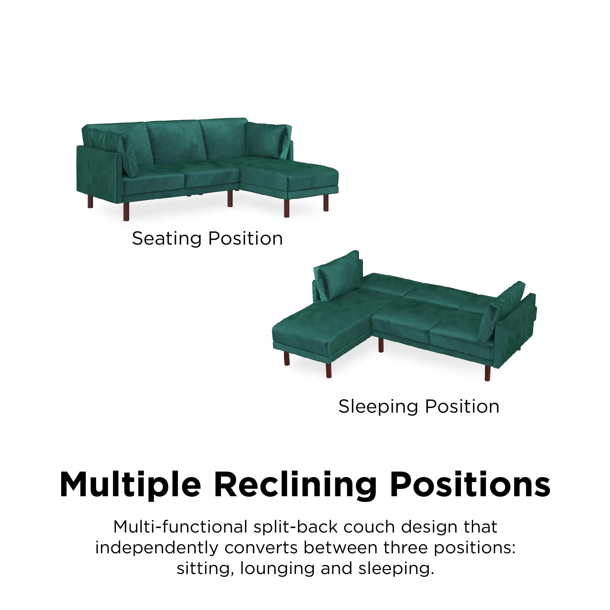 Dorel Home Clair Sprung Seat Sectional Sofa Bed