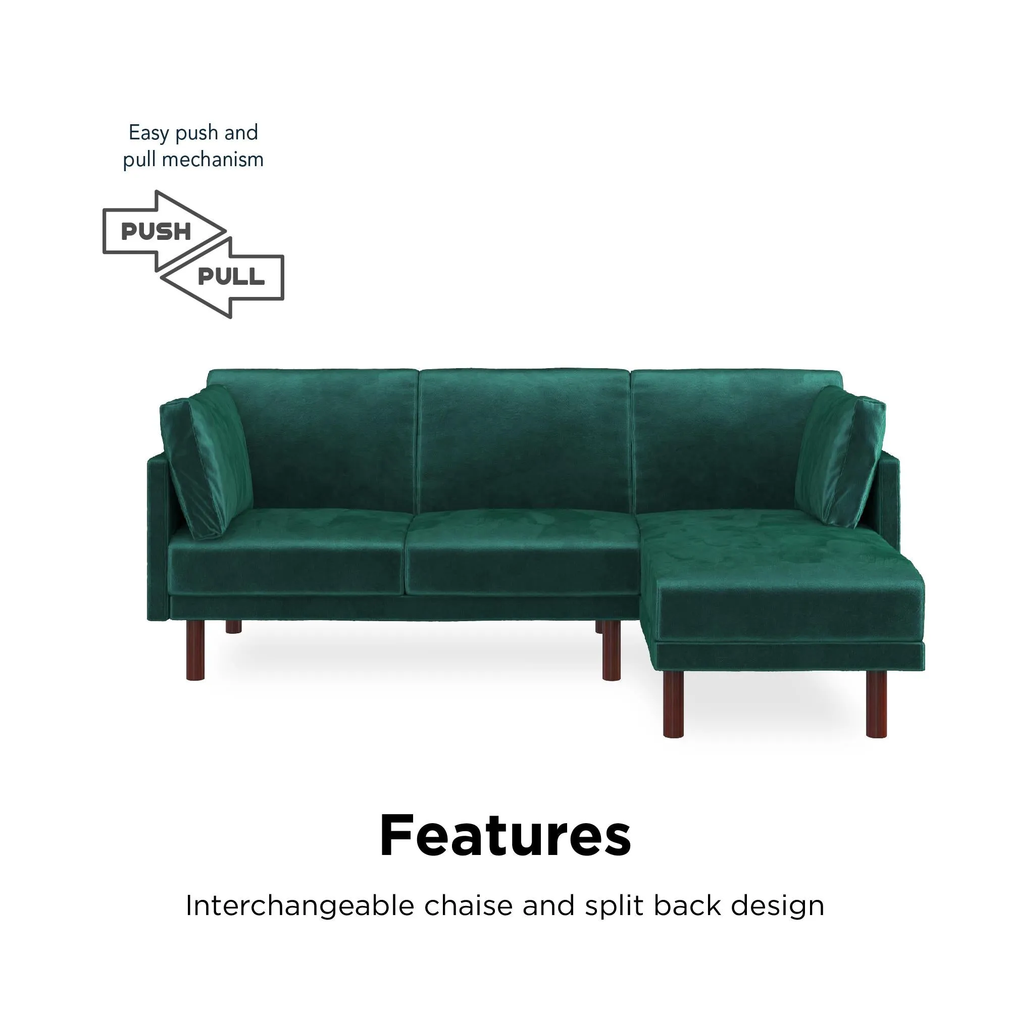 Dorel Home Clair Sprung Seat Sectional Sofa Bed