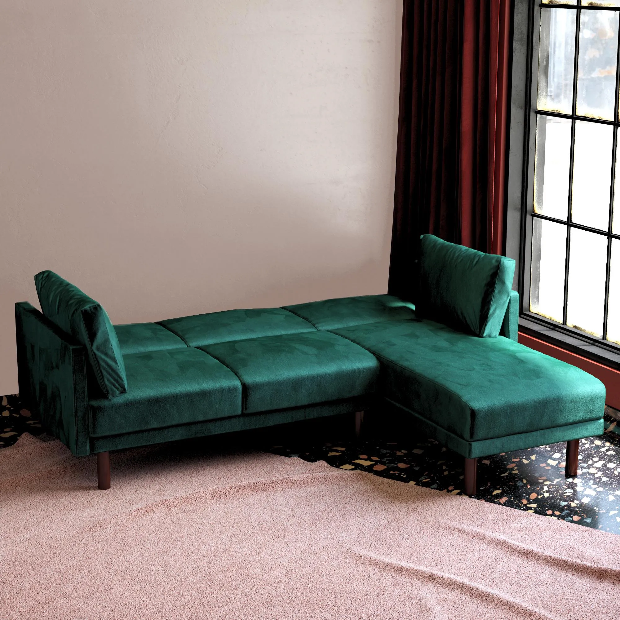 Dorel Home Clair Sprung Seat Sectional Sofa Bed