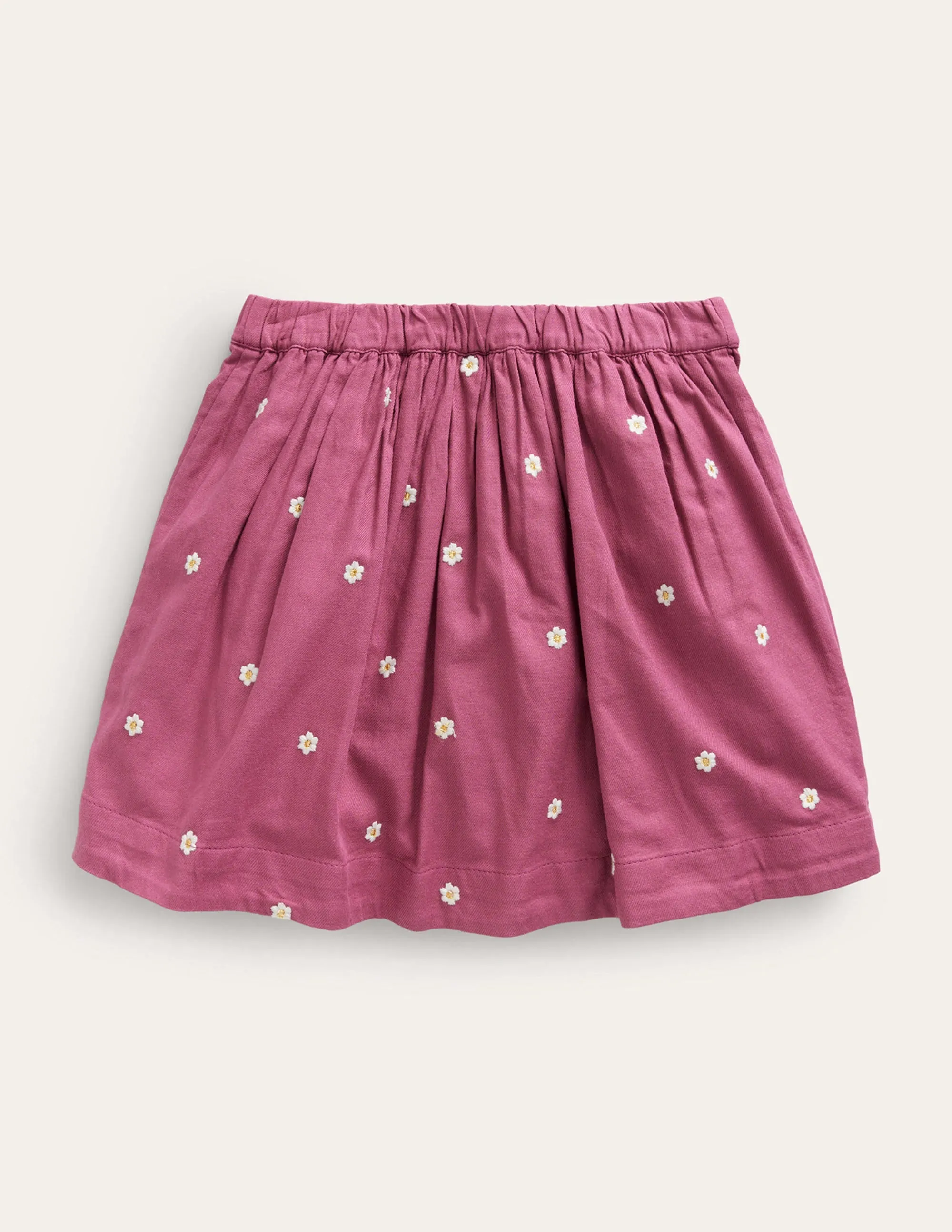 Embroidered Twirly Skirt-Teacup Pink Daisy