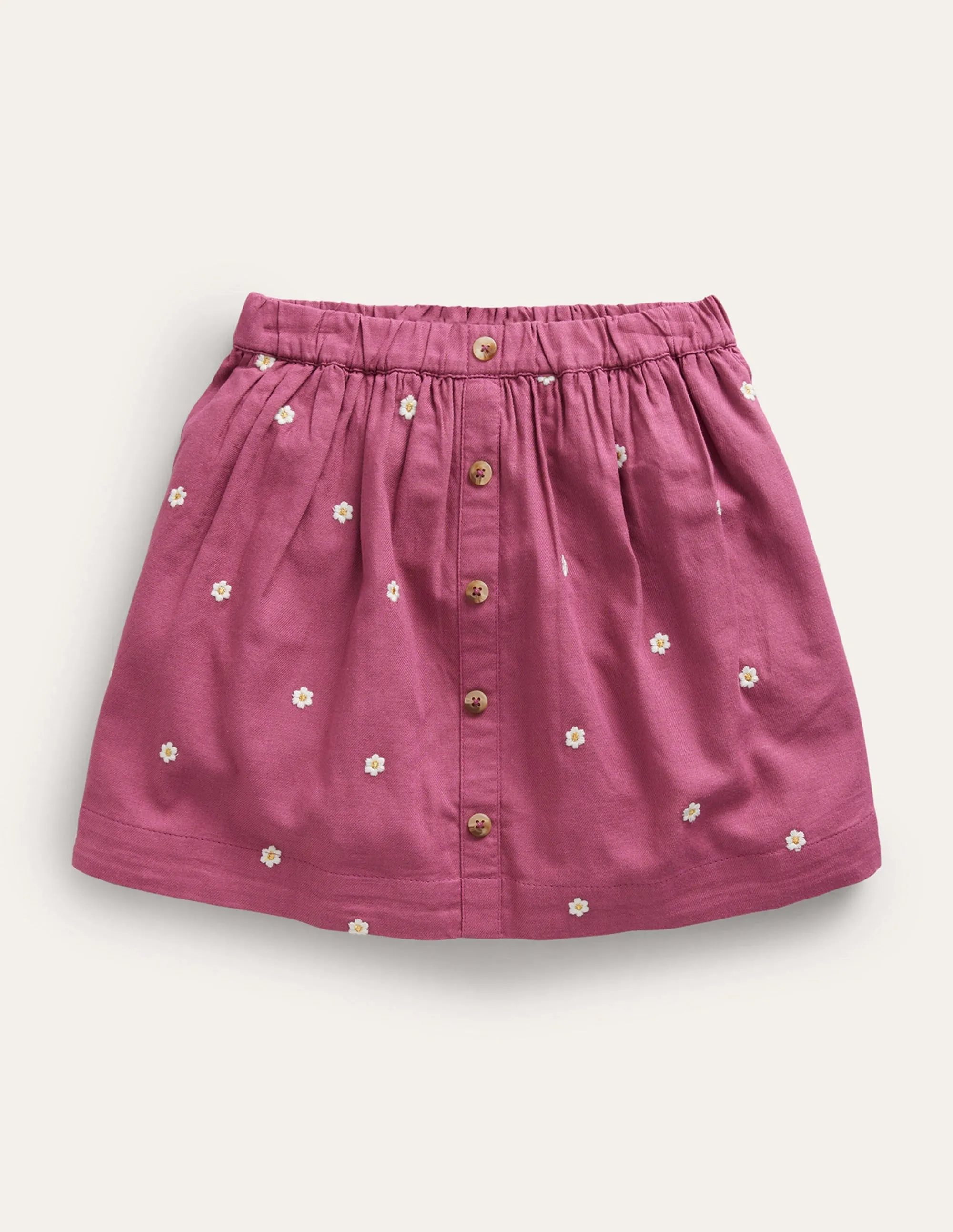 Embroidered Twirly Skirt-Teacup Pink Daisy