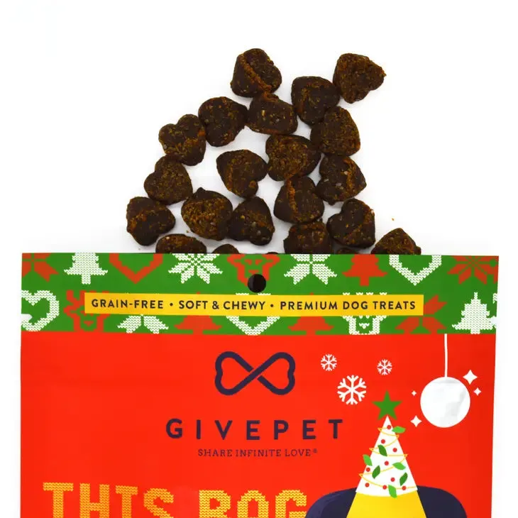 GivePet Free Pugly Sweater Party Cinnamon, Ginger & Peanut Butter Flavor Dog Treats, 6-oz