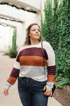 Heathered Heaven Striped Sweater In Fall Colors