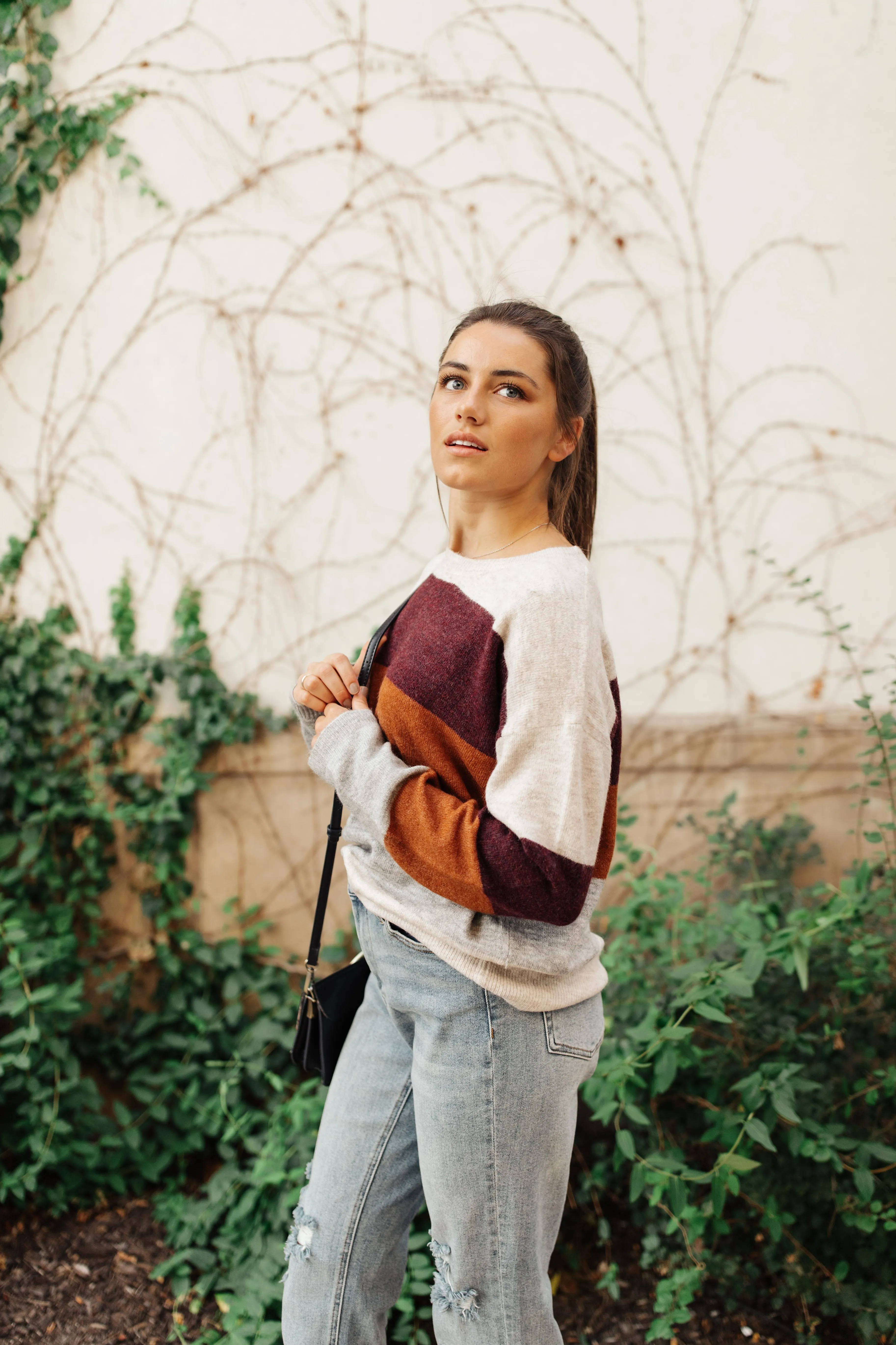Heathered Heaven Striped Sweater In Fall Colors