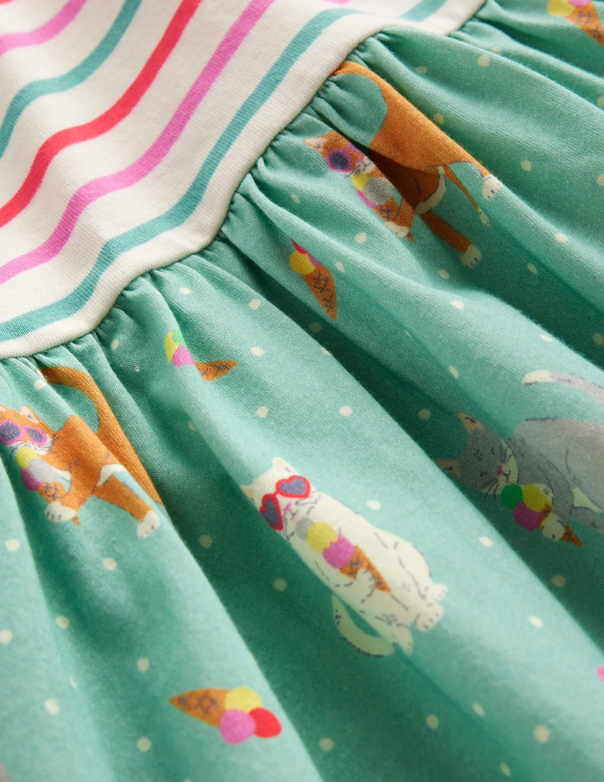 Hotchpotch Jersey dress-Corsica Blue Holiday Cats