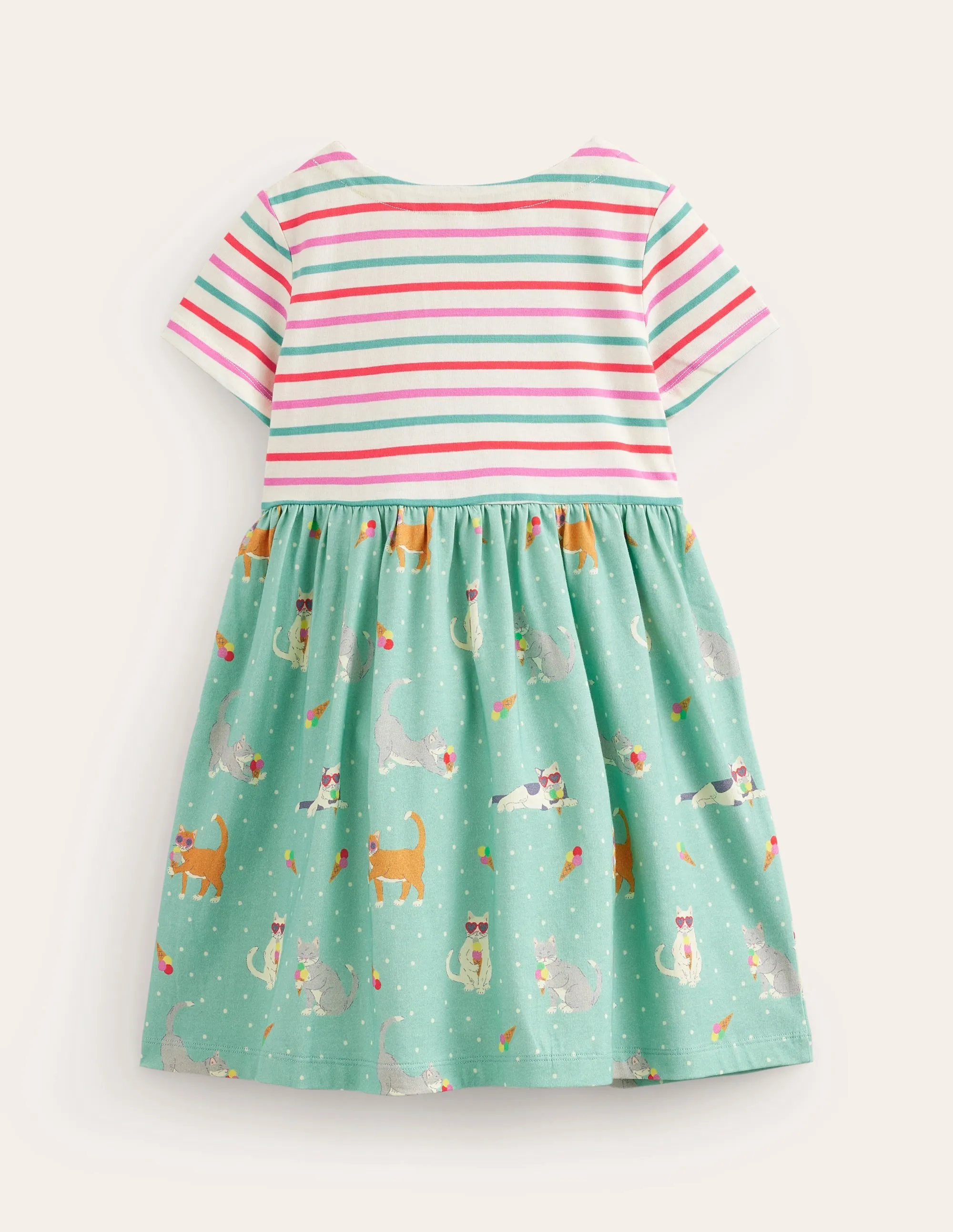 Hotchpotch Jersey dress-Corsica Blue Holiday Cats
