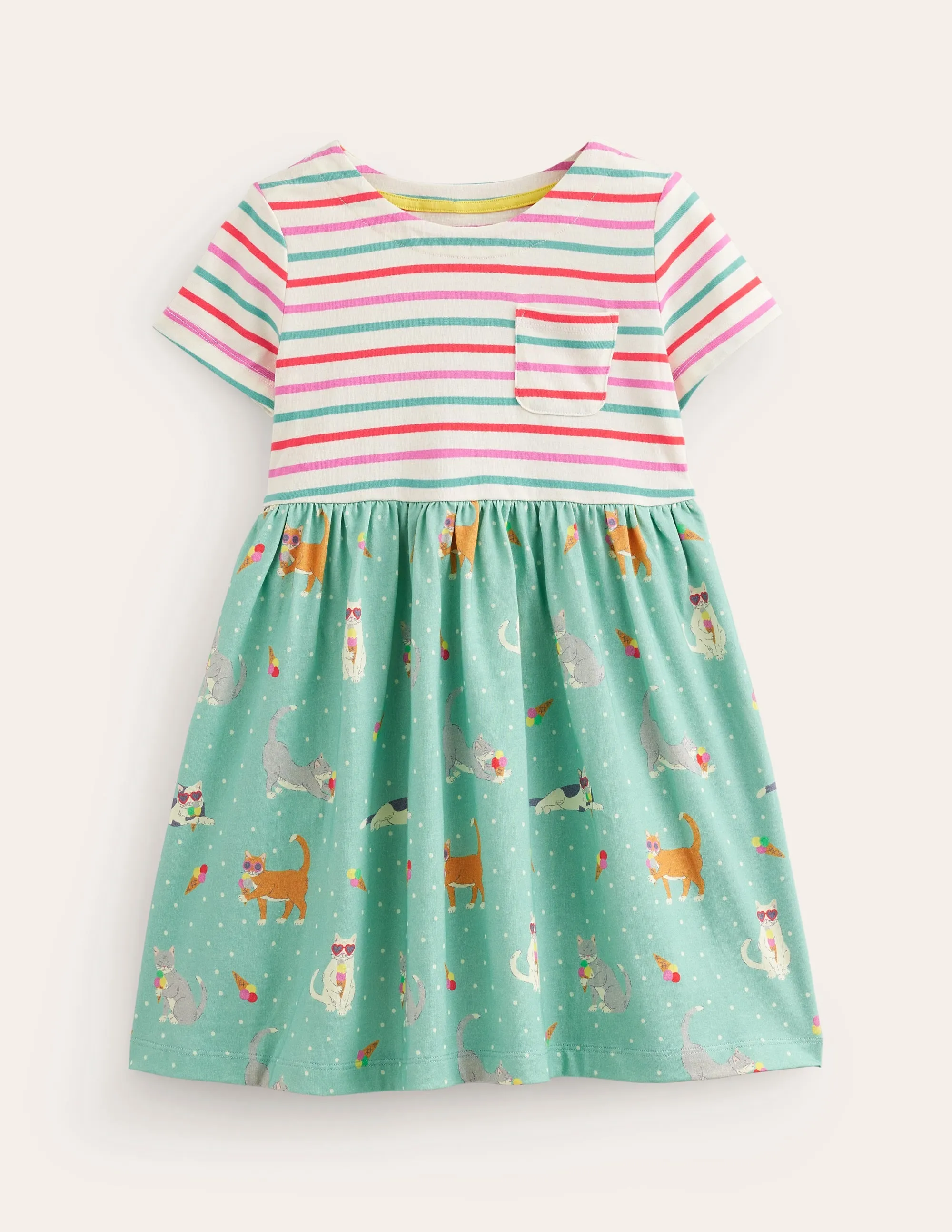 Hotchpotch Jersey dress-Corsica Blue Holiday Cats