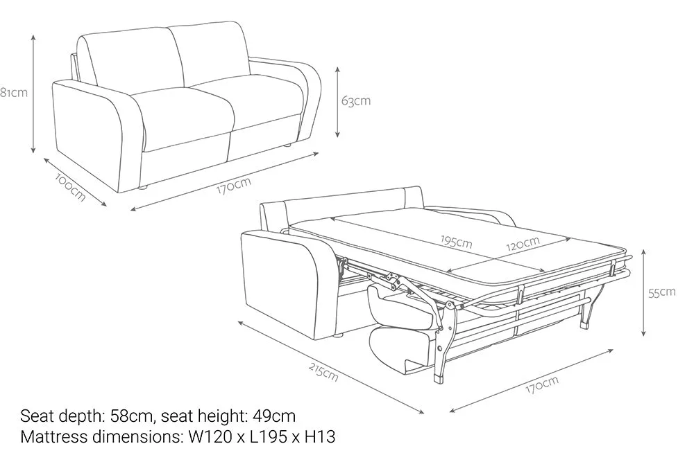 Jay-Be Deco 3 Seater Sofa Bed with Deep e-Sprung™ Mattress