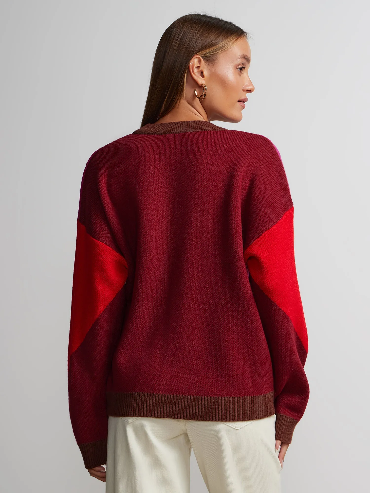 Long Sleeve Color Block Cardigan