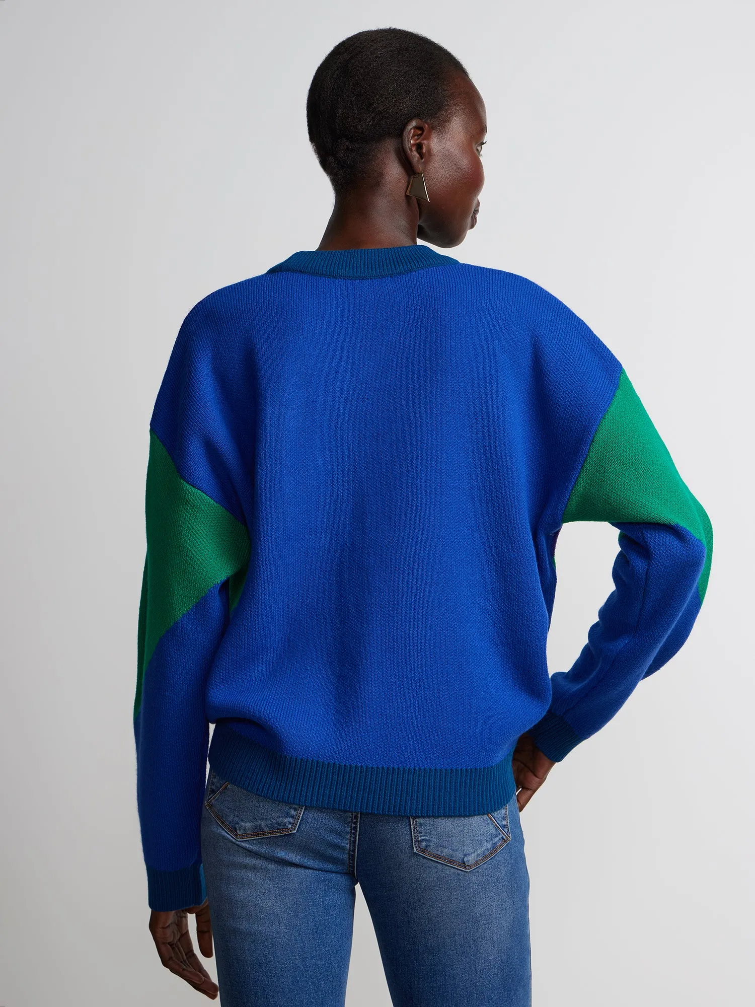 Long Sleeve Color Block Cardigan
