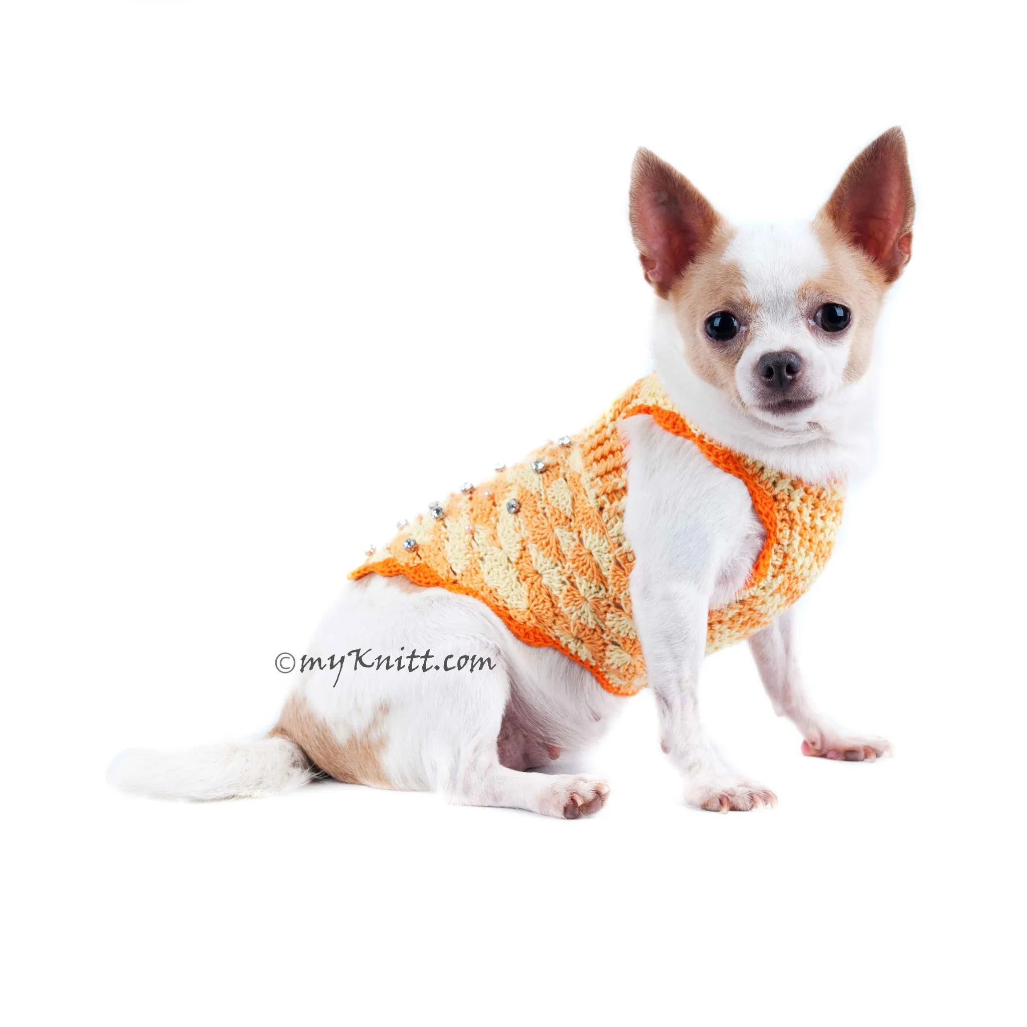 Luxury Dog Clothes with Crystals and Pearls Personalized Pet Harness DK914