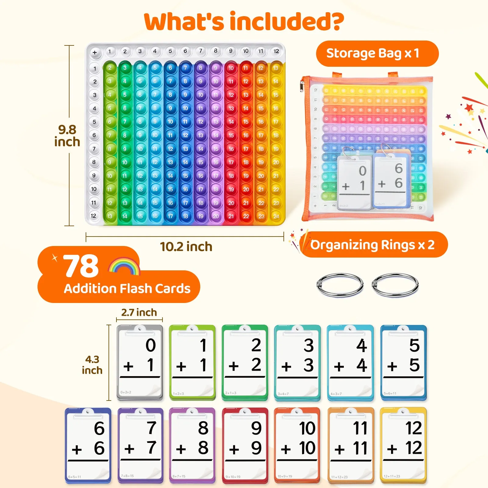 Math Flash Cards and Pop Fidget Chart