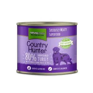 Natures Menu Country Hunter Wet Dog Food Farm Reared Turkey Grain Free Dog Food Cans 6 x 600g