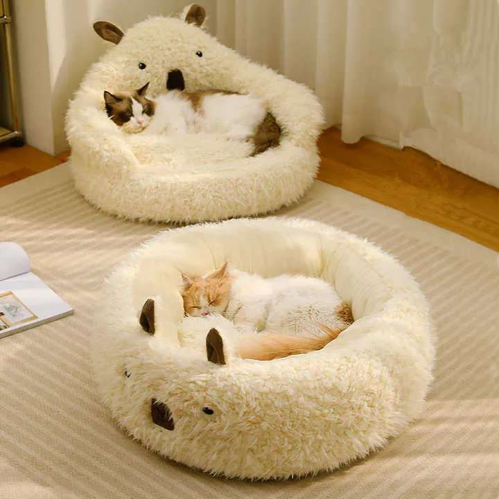 New Alpaca Pet Nest Deep Sleep Cat/Dog Mat Small.  عش جديد للحيوانات الأليفة من الألبكة، مناسب للنوم العميق