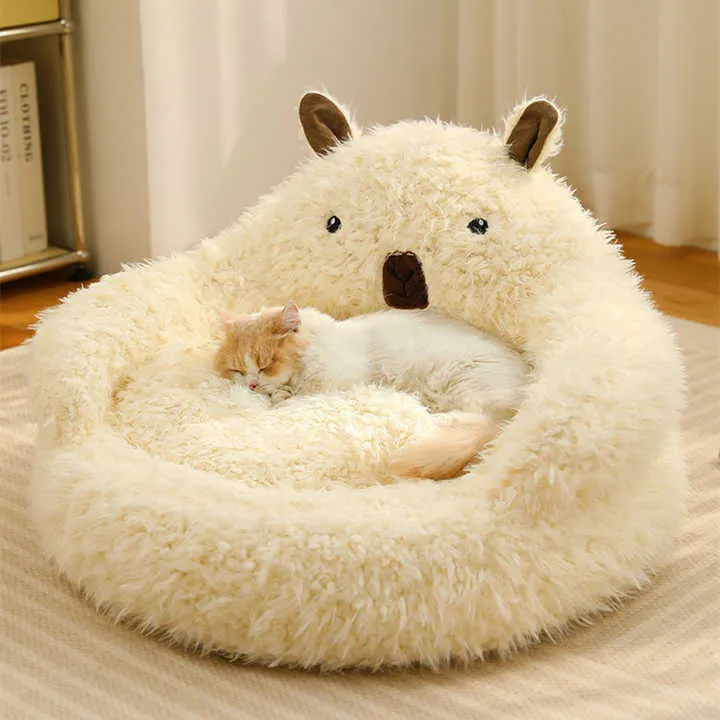 New Alpaca Pet Nest Deep Sleep Cat/Dog Mat Small.  عش جديد للحيوانات الأليفة من الألبكة، مناسب للنوم العميق