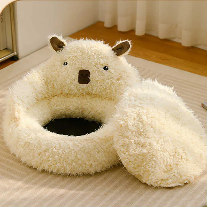 New Alpaca Pet Nest Deep Sleep Cat/Dog Mat Small.  عش جديد للحيوانات الأليفة من الألبكة، مناسب للنوم العميق