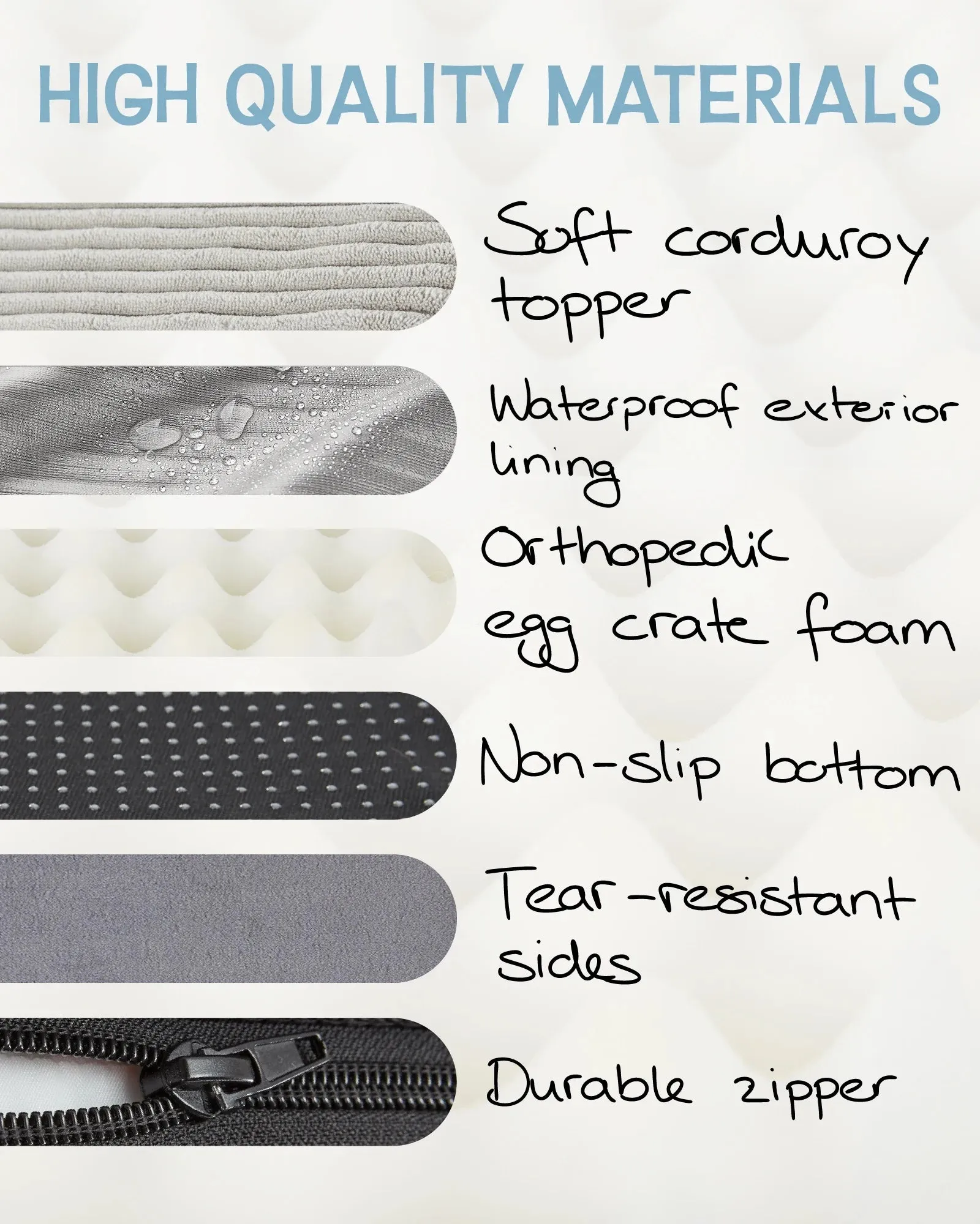 Ophanie Gray 35in Orthopedic Dog Bed For Large Dogs with Egg Crate Foam Support and Non-Slip Bottom, Waterproof and Machine Washable Removable Pet Bed Cover,L size(35"x22"x3.5")