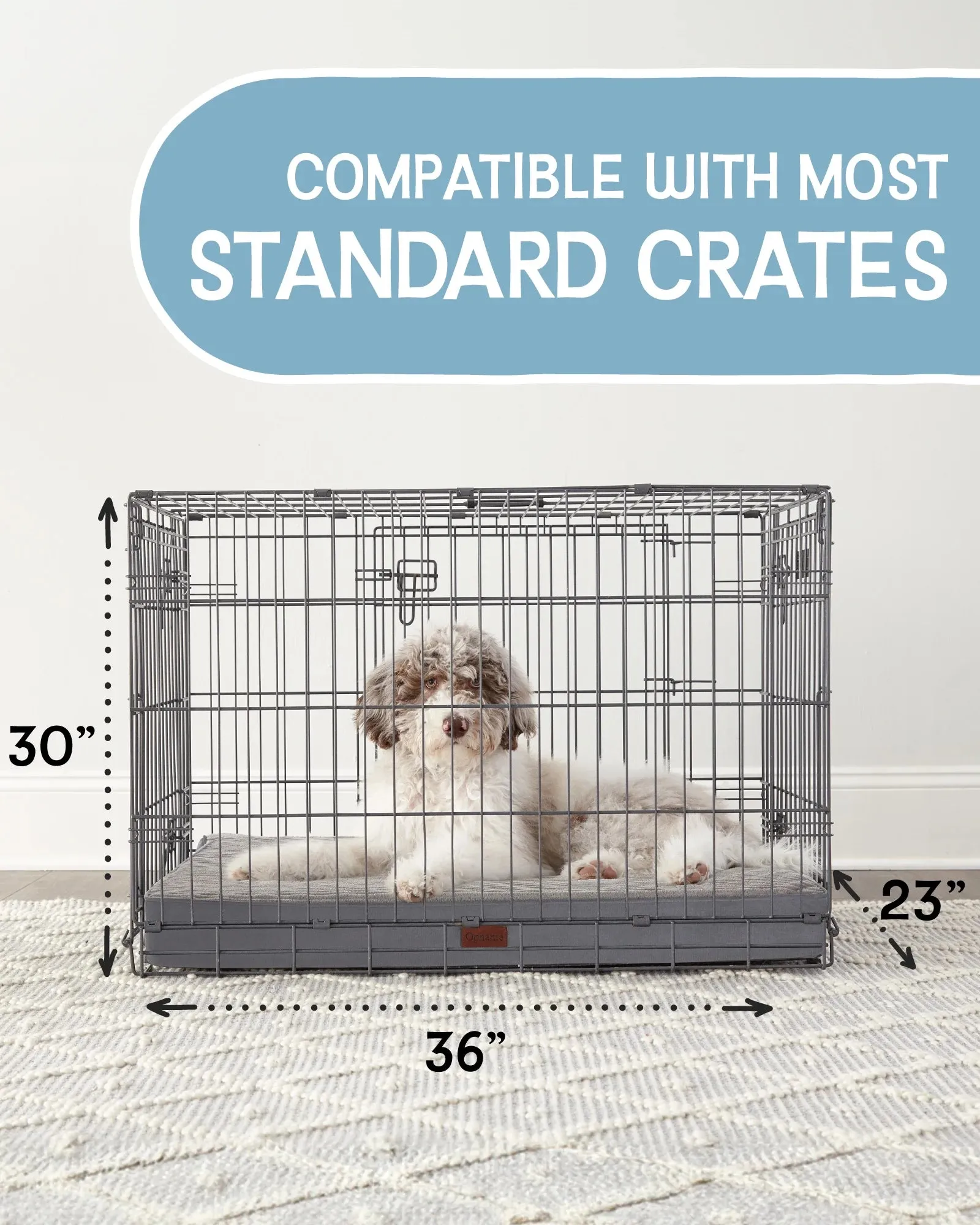 Ophanie Gray 35in Orthopedic Dog Bed For Large Dogs with Egg Crate Foam Support and Non-Slip Bottom, Waterproof and Machine Washable Removable Pet Bed Cover,L size(35"x22"x3.5")