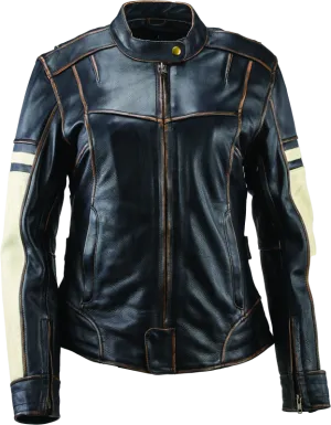 River Road Dame Vintage Leather Jacket Black Womens - Small